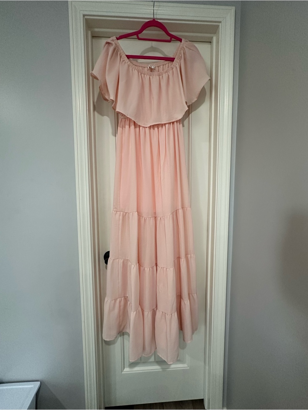 Blush Pink Off-Shoulder Maxi Dress size 8